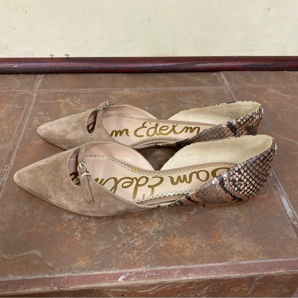 Sam Edelman Rina Snake-Embossed Leather & Suede Flats - Picture 3 of 6